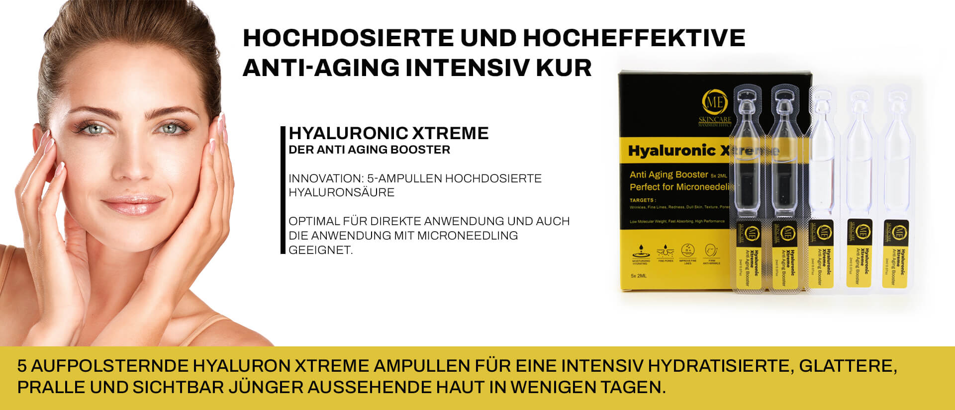 Hochdosierte Und Hocheffektive Anti aging Intensiv Kur Hyaluronic Xtreme booster. Der anti aging booster